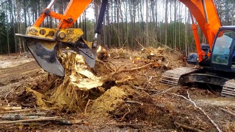 tree stump removal with excavator